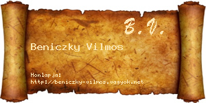 Beniczky Vilmos névjegykártya